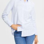 Women Esprit Light Blue Striped blouse Blouses XF4444552