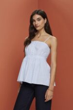 Women Esprit Light Blue Textured cami top Top XF4444225