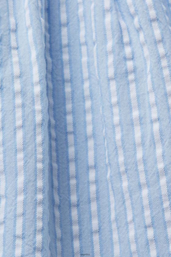 Women Esprit Light Blue Textured short-sleeve blouse Blouses XF4444118 - Image 4