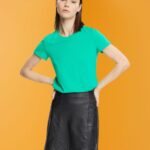 Women Esprit Light Green Cotton crewneck t-shirt T-Shirts XF4444458