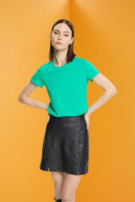 Women Esprit Light Green Cotton crewneck t-shirt T-Shirts XF4444458