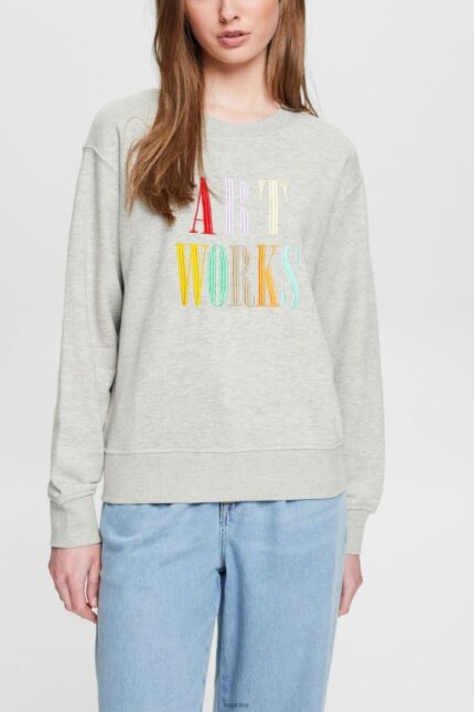 Women Esprit Light Grey Casual slogan sweatshirt Sweatshirts & Hoodies XF4444540