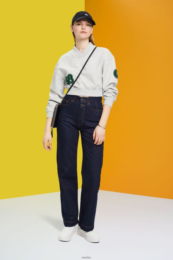 Women Esprit Light Grey Cropped varsity patch sweatshirt Sweatshirts & Hoodies XF4444418 - Image 2