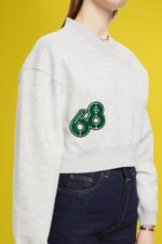 Women Esprit Light Grey Cropped varsity patch sweatshirt Sweatshirts & Hoodies XF4444418 - Image 3