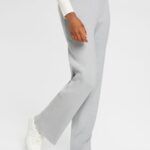Women Esprit Light Grey High-rise rib knit trousers Trousers & Pants XF4444466