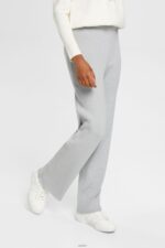 Women Esprit Light Grey High-rise rib knit trousers Trousers & Pants XF4444466