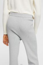 Women Esprit Light Grey High-rise rib knit trousers Trousers & Pants XF4444466 - Image 3