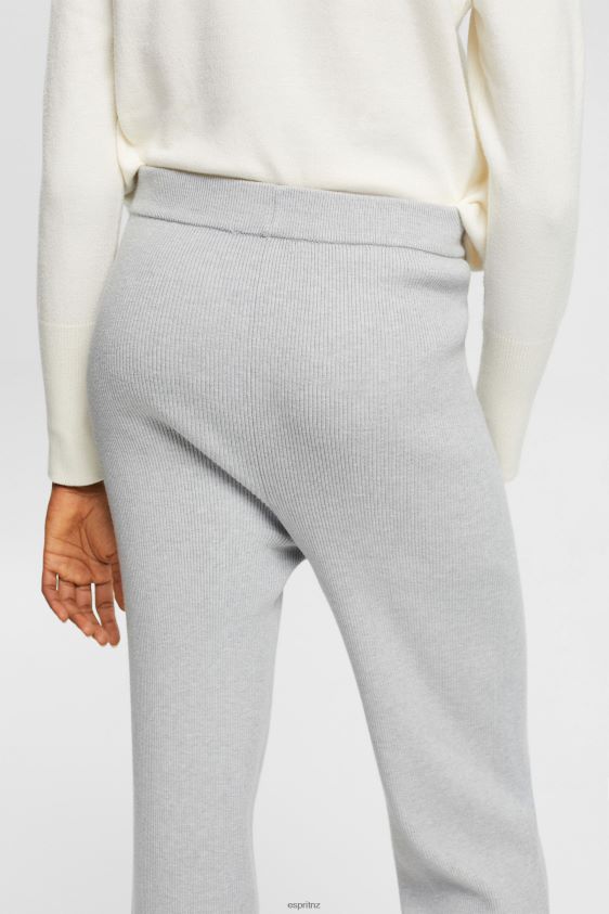 Women Esprit Light Grey High-rise rib knit trousers Trousers & Pants XF4444466 - Image 3