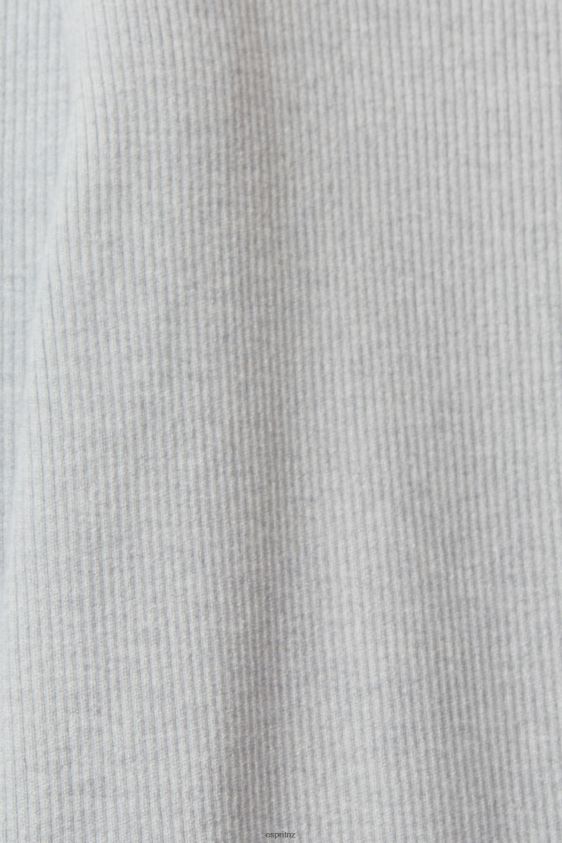 Women Esprit Light Grey High-rise rib knit trousers Trousers & Pants XF4444466 - Image 4