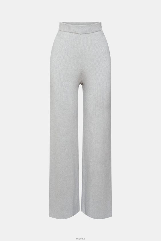 Women Esprit Light Grey High-rise rib knit trousers Trousers & Pants XF4444466 - Image 5