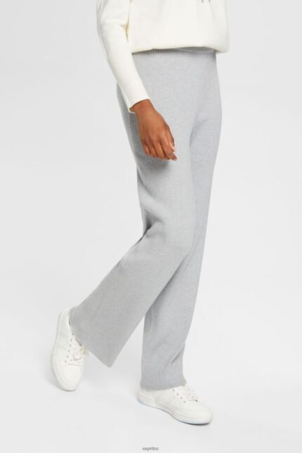 Women Esprit Light Grey High-rise rib knit trousers Trousers & Pants XF4444466