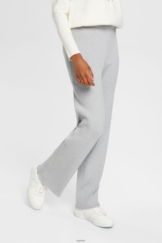 Women Esprit Light Grey High-rise rib knit trousers Trousers & Pants XF4444466 - Image 1
