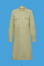 Women Esprit Light Khaki Cotton shirt dress Dresses XF444445 - Image 5