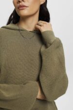 Women Esprit Light Khaki Knitted hoodie Sweatshirts & Hoodies XF4444244 - Image 3