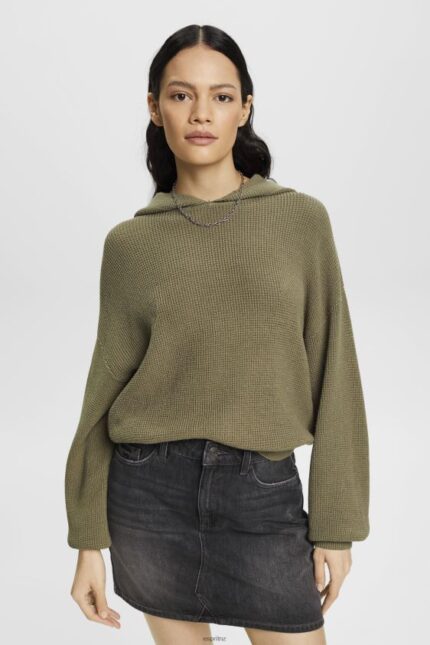 Women Esprit Light Khaki Knitted hoodie Sweatshirts & Hoodies XF4444244