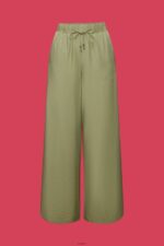 Women Esprit Light Khaki Satin wide leg trousers Trousers & Pants XF444491 - Image 5