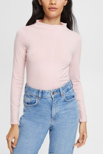 Women Esprit Light Pink Boat neck long sleeve top Long Sleeve XF4444368