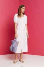 Women Esprit Light Pink Midi shirt dress with a tie belt, cotton blend Dresses XF4444129 - Image 2