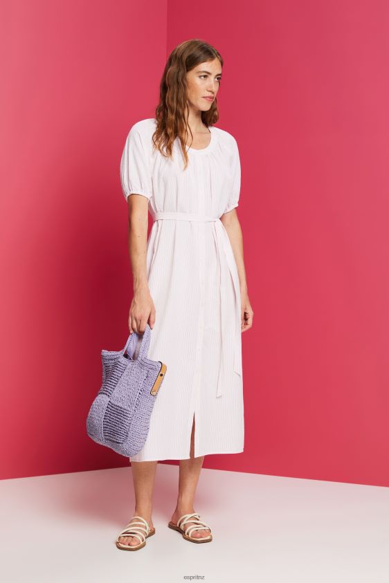 Women Esprit Light Pink Midi shirt dress with a tie belt, cotton blend Dresses XF4444129 - Image 2