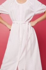 Women Esprit Light Pink Midi shirt dress with a tie belt, cotton blend Dresses XF4444129 - Image 3