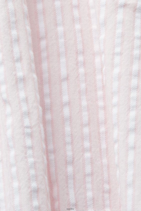 Women Esprit Light Pink Midi shirt dress with a tie belt, cotton blend Dresses XF4444129 - Image 4