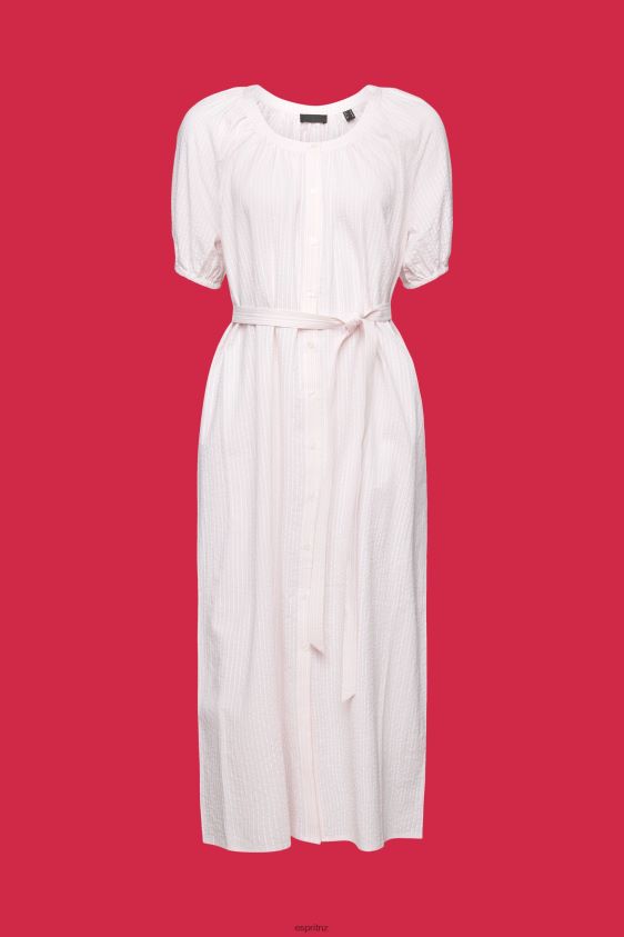 Women Esprit Light Pink Midi shirt dress with a tie belt, cotton blend Dresses XF4444129 - Image 5