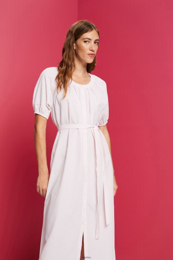 Women Esprit Light Pink Midi shirt dress with a tie belt, cotton blend Dresses XF4444129 - Image 1