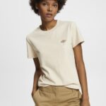Women Esprit Light Taupe Cotton T-shirt with embroidered logo T-Shirts XF4444148
