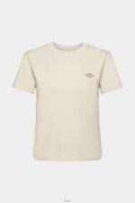 Women Esprit Light Taupe Cotton T-shirt with embroidered logo T-Shirts XF4444148 - Image 5