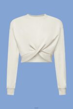 Women Esprit Light Taupe Cropped knot detail sweatshirt Sweatshirts & Hoodies XF4444218 - Image 5