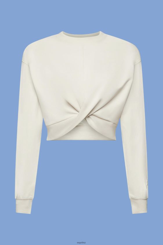 Women Esprit Light Taupe Cropped knot detail sweatshirt Sweatshirts & Hoodies XF4444218 - Image 5