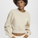 Women Esprit Light Taupe Cropped sweatshirt Sweatshirts & Hoodies XF4444154