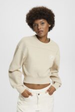 Women Esprit Light Taupe Cropped sweatshirt Sweatshirts & Hoodies XF4444154