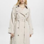 Women Esprit Light Taupe Double-breasted trench coat Coats XF4444266