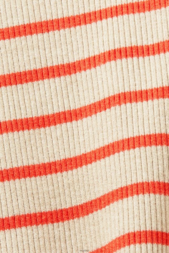 Women Esprit Light Taupe Short-sleeved ribbed sweater Sweaters XF4444317 - Image 4