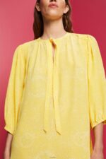 Women Esprit Light Yellow Patterned mini dress with a bow tie Dresses XF4444128 - Image 3