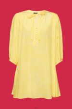Women Esprit Light Yellow Patterned mini dress with a bow tie Dresses XF4444128 - Image 5