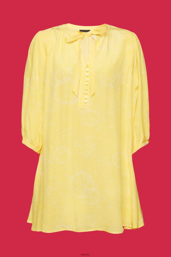 Women Esprit Light Yellow Patterned mini dress with a bow tie Dresses XF4444128 - Image 5
