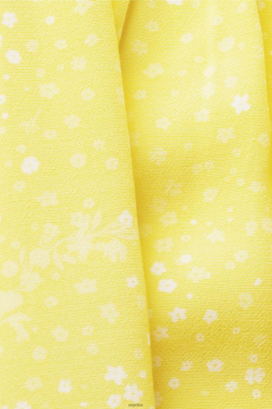 Women Esprit Light Yellow Short sleeve blouse with tie belt Blouses XF4444222 - Image 4