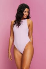 Women Esprit Lilac Cross Back Textured Swimsuit Swim XF444480