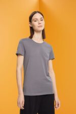 Women Esprit Medium Grey Cotton crewneck t-shirt T-Shirts XF4444455
