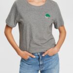 Women Esprit Medium Grey Embroidered t-shirt T-Shirts XF4444528