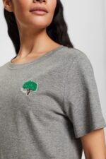 Women Esprit Medium Grey Embroidered t-shirt T-Shirts XF4444528 - Image 3