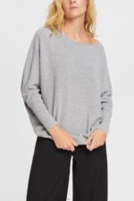 Women Esprit Medium Grey Knitted bat sleeve jumper Sweaters XF4444544
