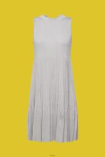 Women Esprit Medium Grey Pleated fit and flare dress Dresses XF4444381 - Image 5