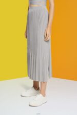Women Esprit Medium Grey Pleated midi skirt Skirts XF4444481