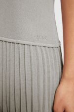 Women Esprit Medium Grey Pleated peplum dress Dresses XF4444487 - Image 2