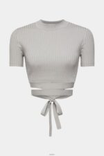Women Esprit Medium Grey Pleated top Sweaters XF4444469 - Image 5