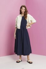 Women Esprit Navy Cotton Midi Dress Dresses XF4444185 - Image 2