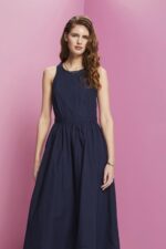 Women Esprit Navy Cotton Midi Dress Dresses XF4444185